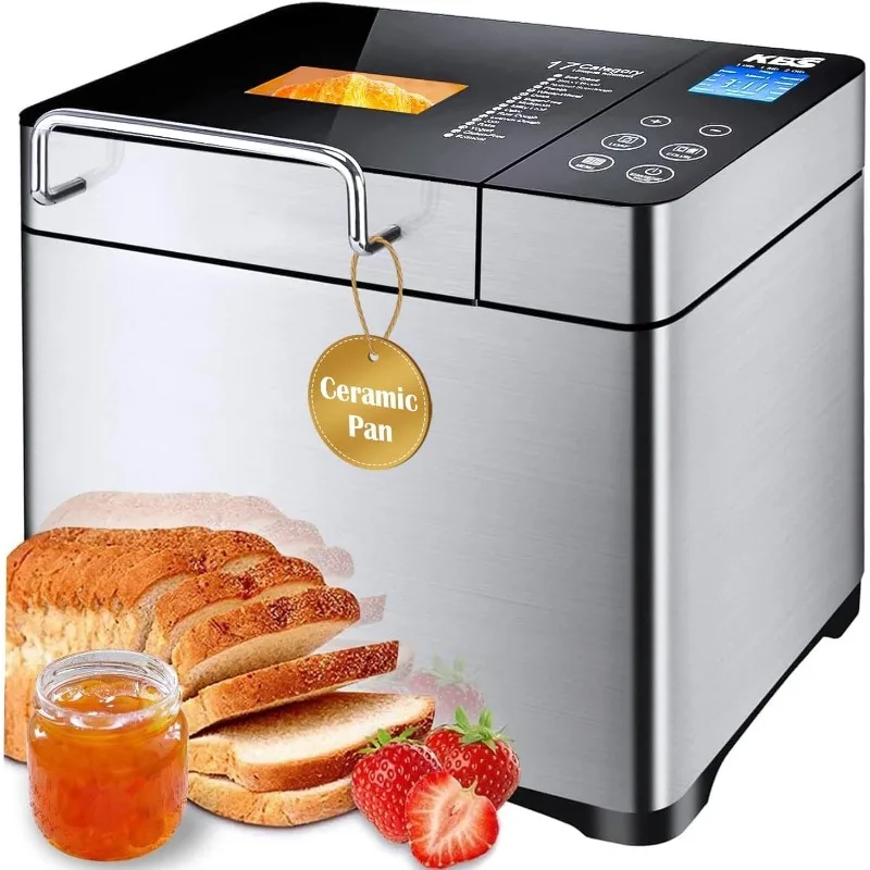 Pro z nehrdzavejúcej ocele, stroj na chlieb 2 lb 17-v-1 Programovateľný XL Bread Maker s ovocným orechom, nelepivé keramická panvica