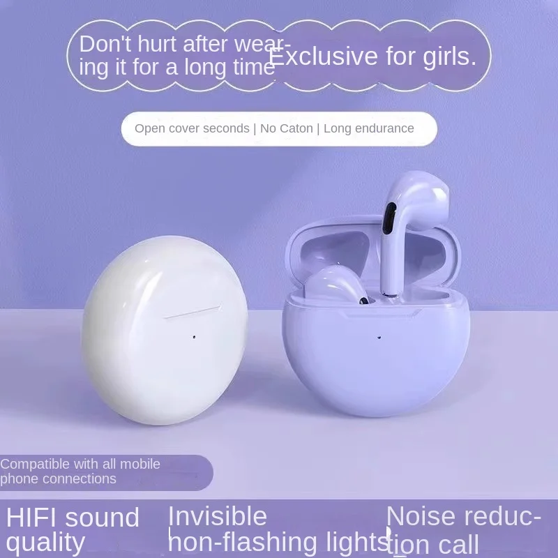 Pro6 Wireless Bluetooth Headset J6TWS5.3 Mini In-Ear Smart Touch HD Call Stereo Xiaomi IPhone Headset