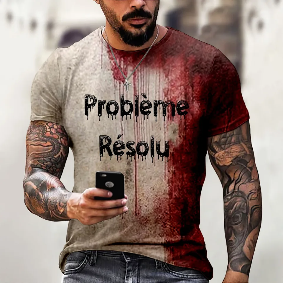 Problém Resolu Bloody Fonts Tričko Tričko s krátkym rukávom okrúhly krk zúfalé tričko Muž 2024 Halloween tlač