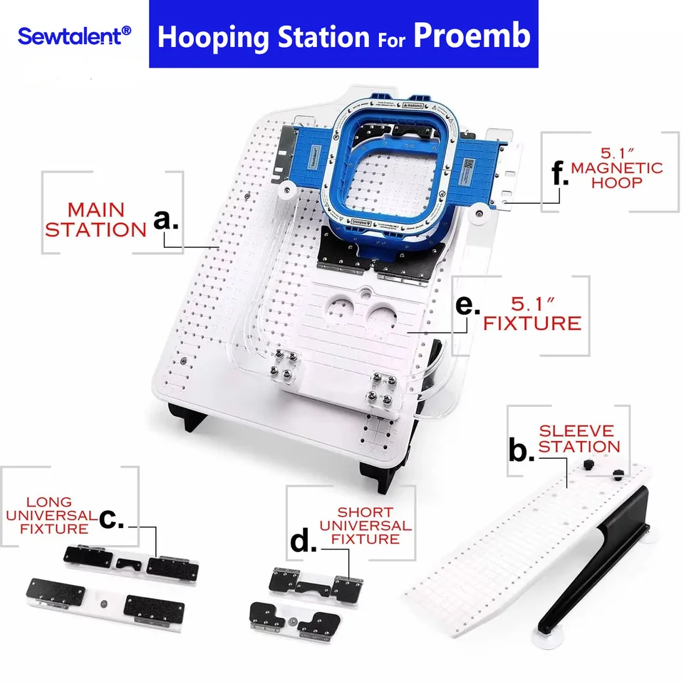 ProEMB BF1200 BF1500 Vyšívací stroj s jednou hlavou so šitými Mighty Hoop Hooping Station Kit