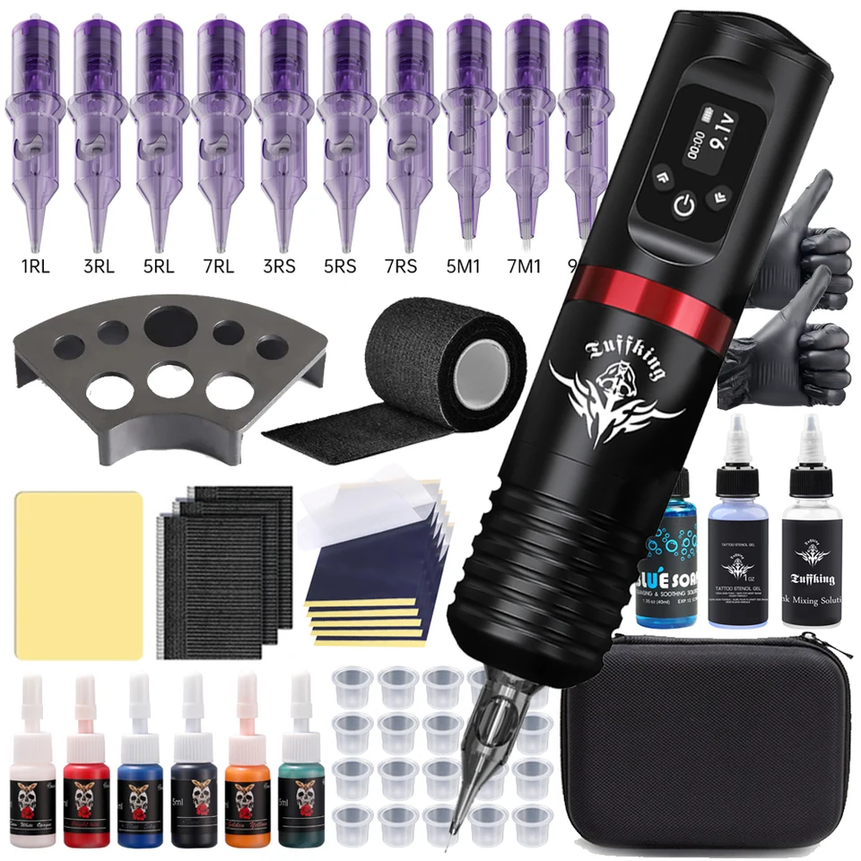 Profesionálna súprava Tattoo Machine Prenosná 1600 mAh lítiová batéria Power Digital LED displej Výkon bezdrôtových tetovacích strojov Set