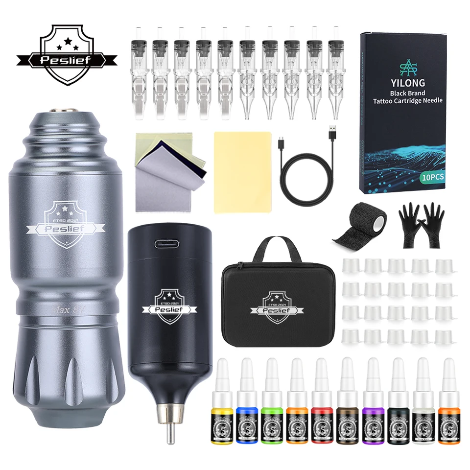 Profesionálna tetovacia súprava bezdrôtová raketová súprava Kompletná Secant Fog Tattoo Machine s 1300 mAh bezdrôtovým tetovacím napájaním