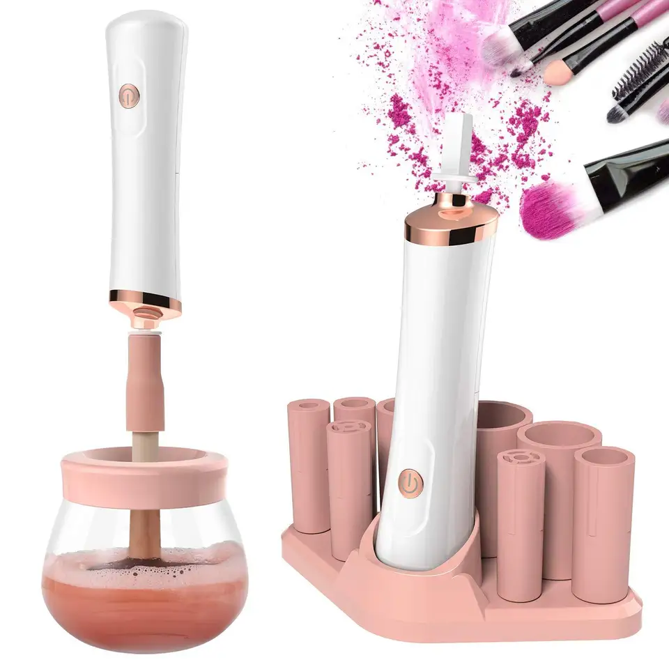 Profesionálne 1PC Čierne/ružové elektrické make -up čistiteľ kefy Rýchle umývanie sušení na make -up kefy Čistiace kefy Nástroje