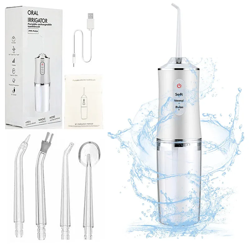 Profesionálne flossing prenosný elektrický 4 nofle zubná kefka Combo tonsil kamenný remover rodina orálny zavlažovač vodný zubný nl. Flosser