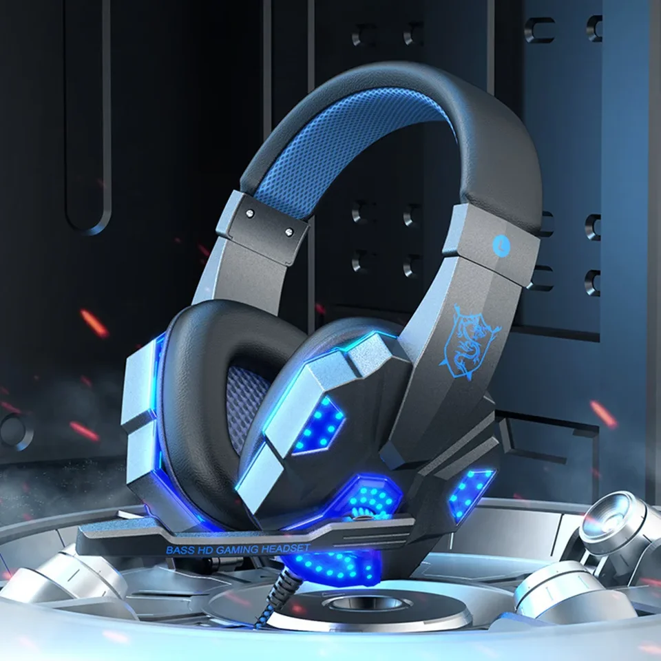 Profesionálne káblové herné slúchadlá s mikrofónovým LED svetlom bass stereofónne počítače Gaming Headset Darčeky pre počítač PS4 PS5 Xbox