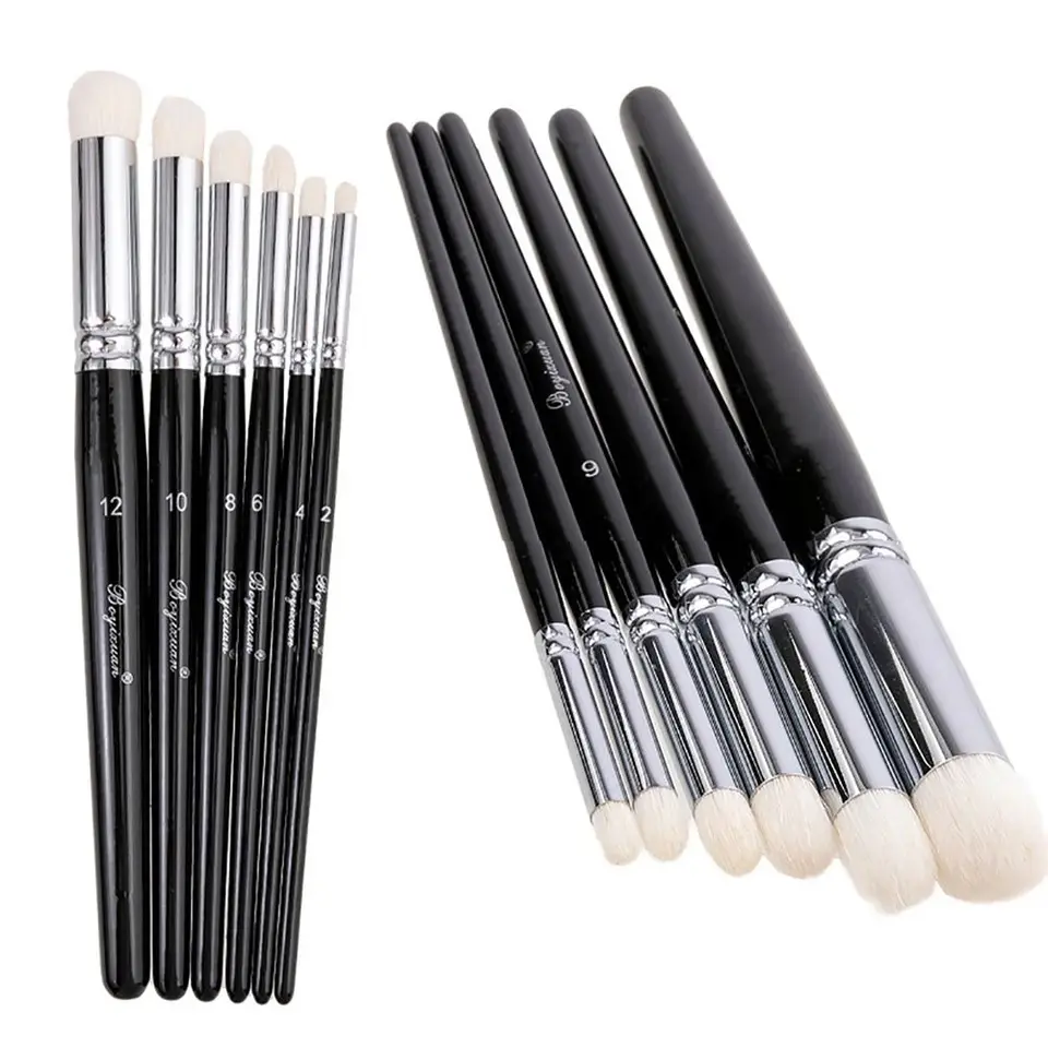Profesionálne vlnené kefy na make-up kefy čierne nylonové vlasy Akrylové kefy súpravy sada viacúčelových keramických kefiek