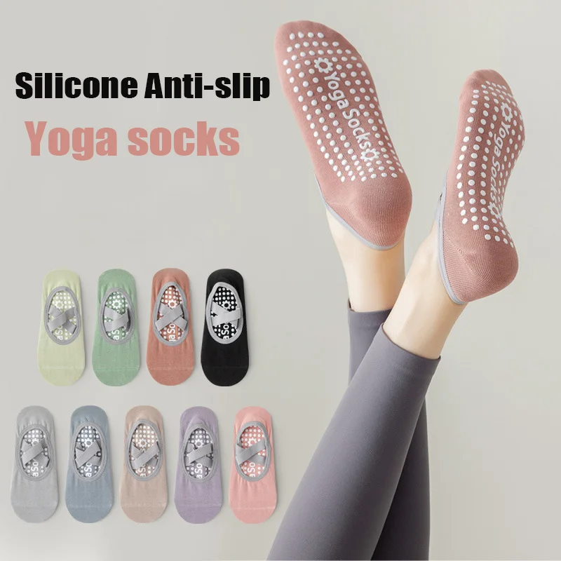 Profesionálne ženy joga ponožky Silikón proti šmykľavke baletné pilates ponožky Ženy bez zadku Bandage Bandage Dance Sports ponožky