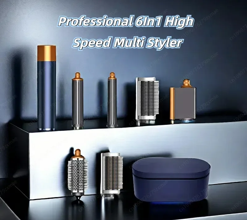 Profesionálny 6in1 vysokorýchlostný multi stylerový sušič vlasov horúci vzduch kefka Automatické curlingové železné vlasové potrubie Styling Tool Darček