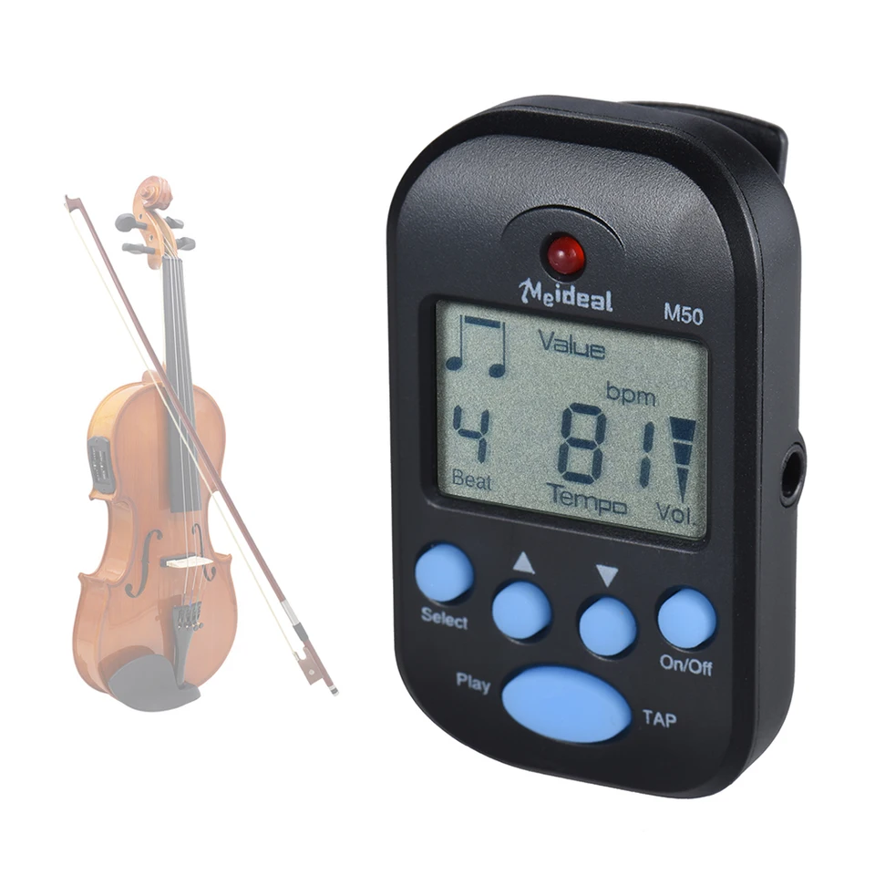 Profesionálny klip na digitálny beat tempo Metronome LCD Screen Lightweight & Mini pre husľové gitarové basové hudobné nástroje Black