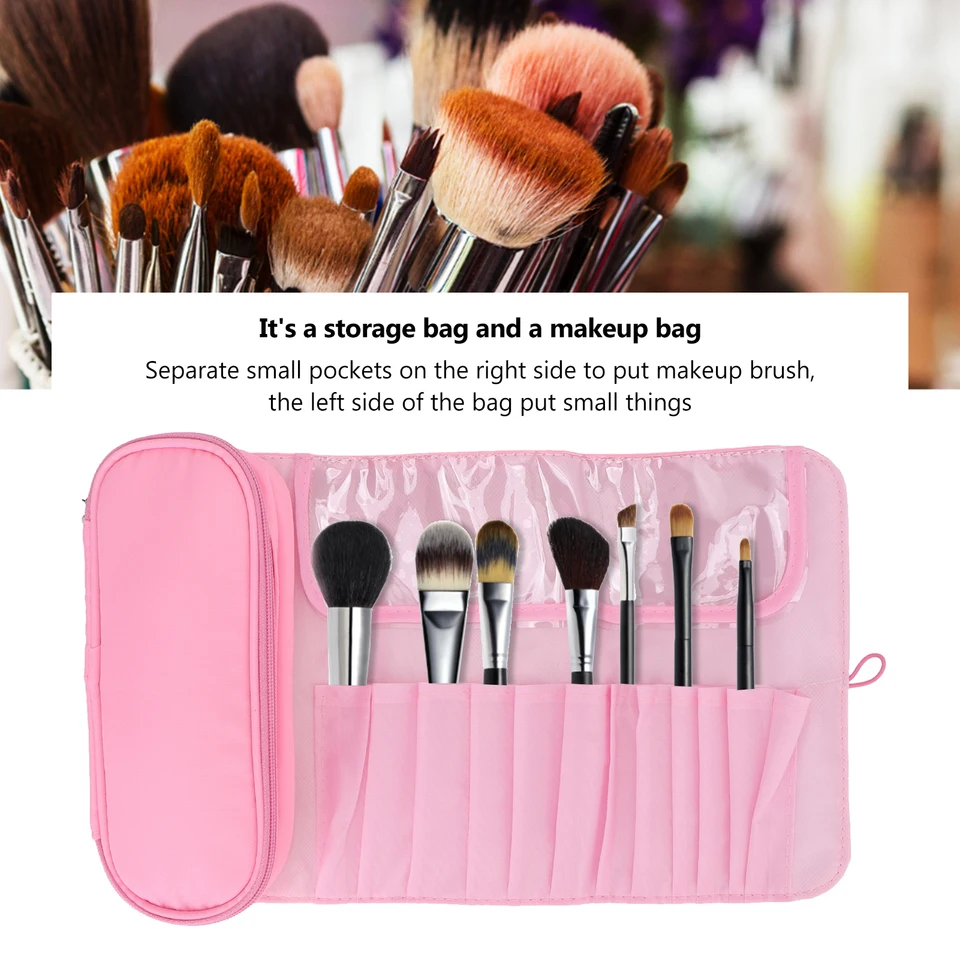 Profesionálny make -up kefka valcovanie ružové kozmetické kozmetické make -up kefové tašky na cestovné úložisko Kozmetická taška