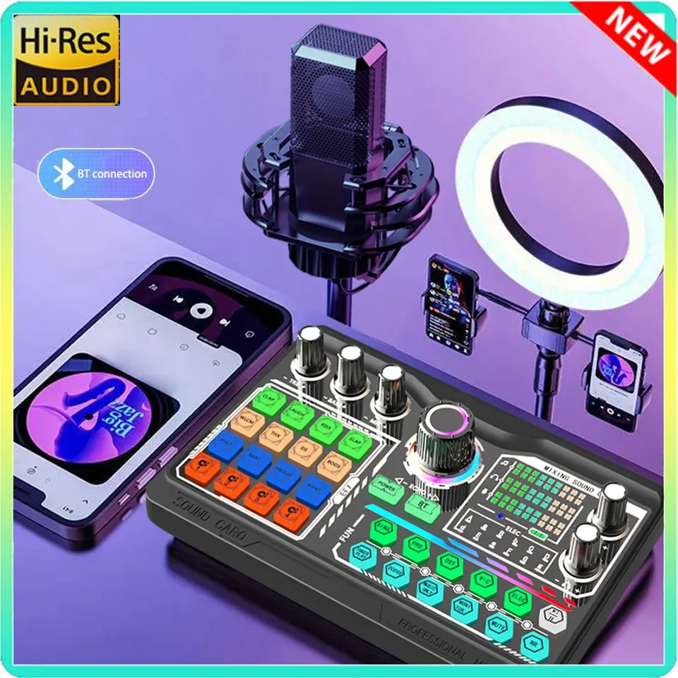 Profesionálny podcast Microfone Soundcard Kit pre počítač PC prenosný počítač vlog nahrávanie živé vysielanie pre YouTube