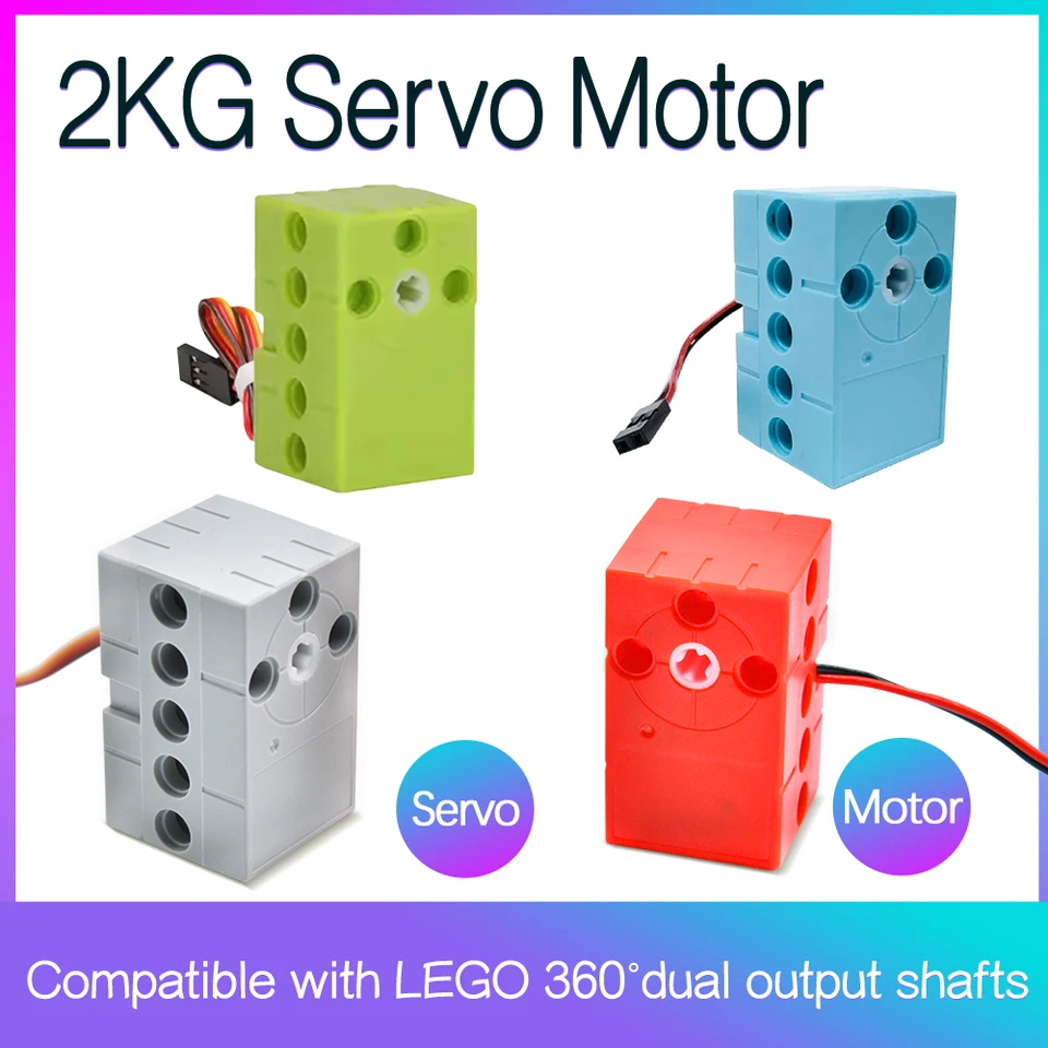 Programovateľné 2 kg 360 stupňov servo a motor kompatibilné s projektmi stavebných blokov LEGO Vhodné diely s dvojitým výstupným hriadeľom