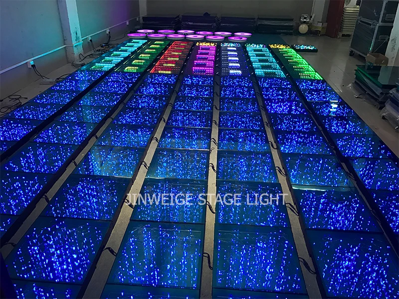 Programovateľné Twinkle Infinity Mirror 3D LED Dance Floor Tacered Glass LED Dance Panel pre svadobnú disco party bar