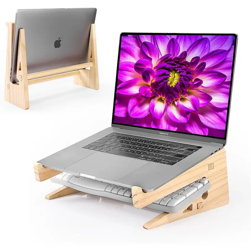 Programový drevený notebook Stánok na prenosný počítač Podpora notebook stojan Ergonomic Desgin Foloble Stand pre stojan na tablety počítača