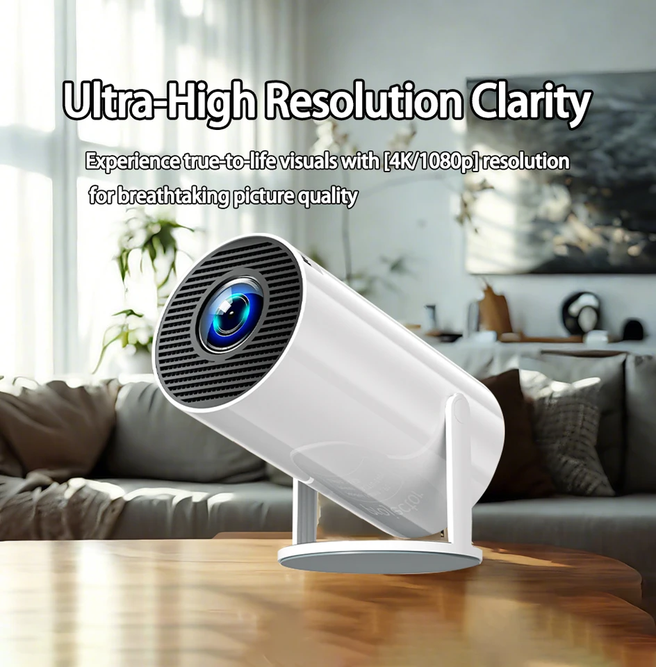 Projector 4K Native HD 1080p Dual WiFi6 Cinema Prenosný projekt vstavaný systém Android vhodný pre domáci/vonkajší/outdoor/kancelária
