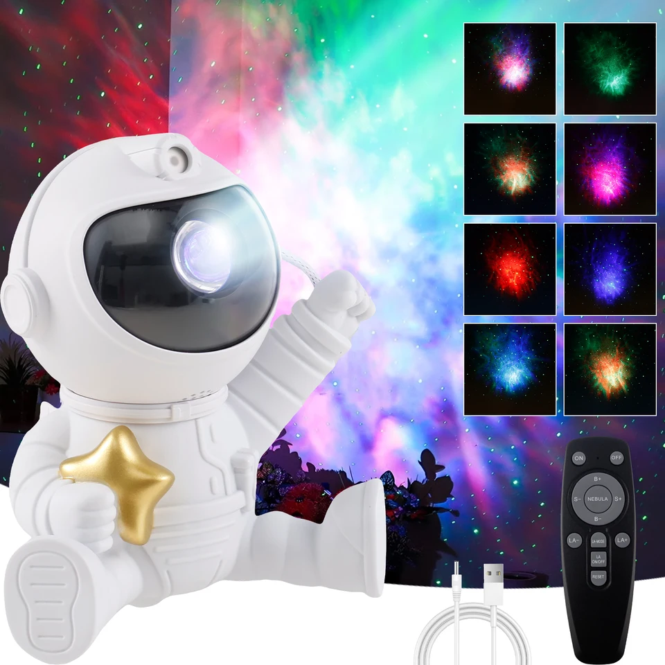 Projekcia Astronaut Starry Sky LED nočné svetlo Starlight Projector 360 ° Rotujúca hmlovina Galaxy stropné svetlo