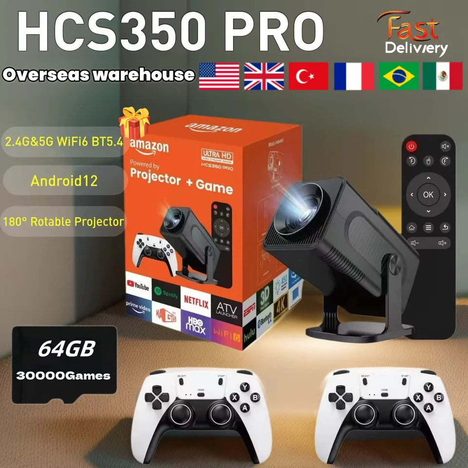 Projekt HCS350 Pro Retro videohry konzoly vreckovej hernej konzole WiFi prenosný inteligentný Quad Core Arm Cortex-A53 Projector
