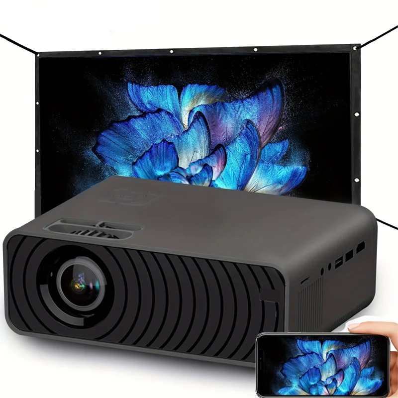 Projektor, Native 1080p BT projektor s maximálnym 300'''Screen, 3000 lúmenov prenosný outdoorový filmový projektor kompatibilný s Smarom