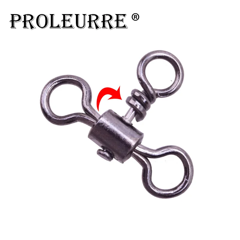 Proleurre 10ks/veľa 3-cestných otočných otáčok Rybárske otáčky Rolling Swivels morské rybolov