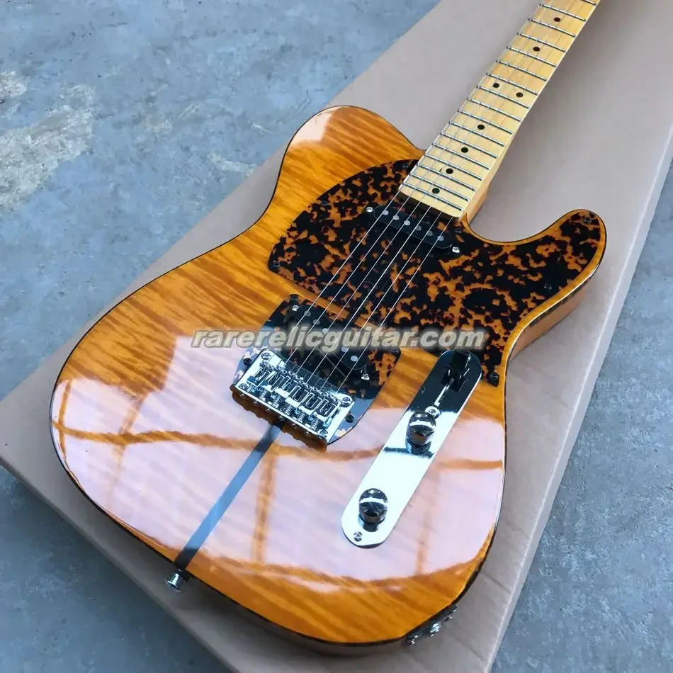 Propagácia princ hs Anderson Hohner Madcat Madcat Mad Cat Amber Yellow Flame Maple Top elektrická gitara leopard pickguard & Body