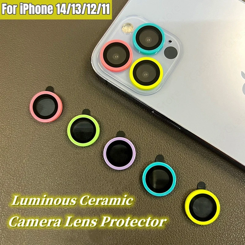 Protect Luminous Lens Protector pre iPhone 14 13 12 11 14 14 Pro Max Ceramic Camera Camera Objektív Ochranné sklo na iPhone 12 13 Mini 14Pro Max
