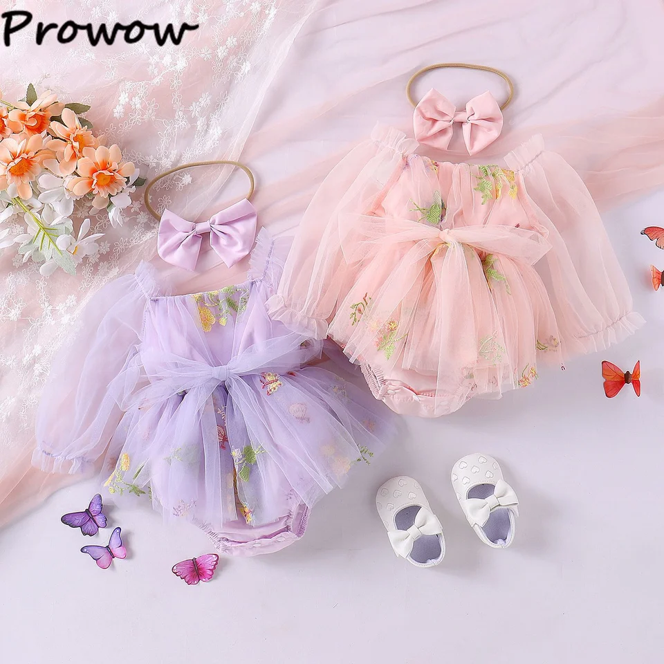 Prowow dievčatko oblečenie narodeninové šaty pre deti pre dojčatá výšivka princezná Romper Baby Cake Smash Outfits pre dievčatá