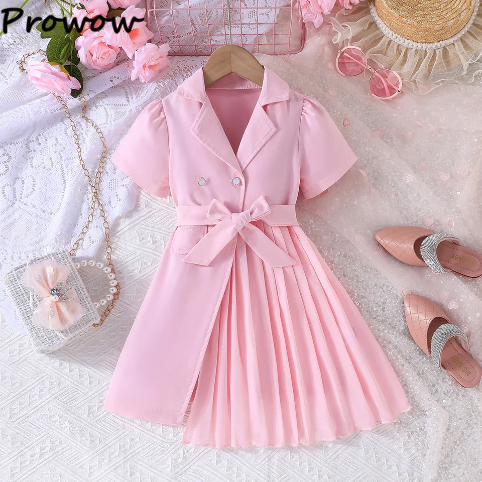 Prowow Trendy Blazer Šaty pre detské oblečenie, klopný sako nepravidelné ružové šaty pre dievčatá pre dievčatá narodeninové šaty