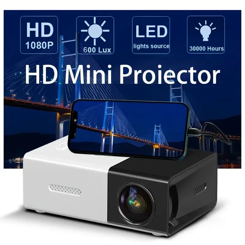 Proyector portátil yg300 para el hogar, conexión Inalámbrica para teléfono móvil, kompatibilný con USB, HDMI