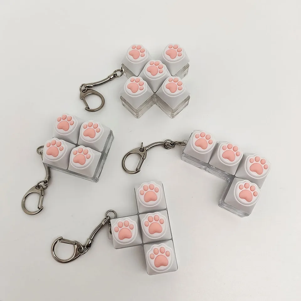 Prsty Nový pomalý tlak naliehajúci na Toykey Silikone Soft Cat Paws Keychain Key Ring Pendant Mobile Mobile Pendant Accessorie