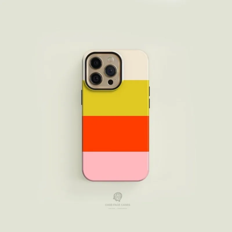 Pruhované, žlté, oranžové ružové puzdro pre iPhone 16Promax 15 14 13 12 11 Pro Plus Acryl TPU dva v jednom magnetických telefónoch