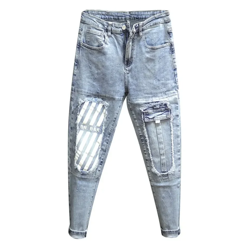 Práca Noste mužské kovbojské nohavice leto voľné rovné pánske džínsy v baggy grunge y2k bavlna neformálne lacné široké nohy originálne xs