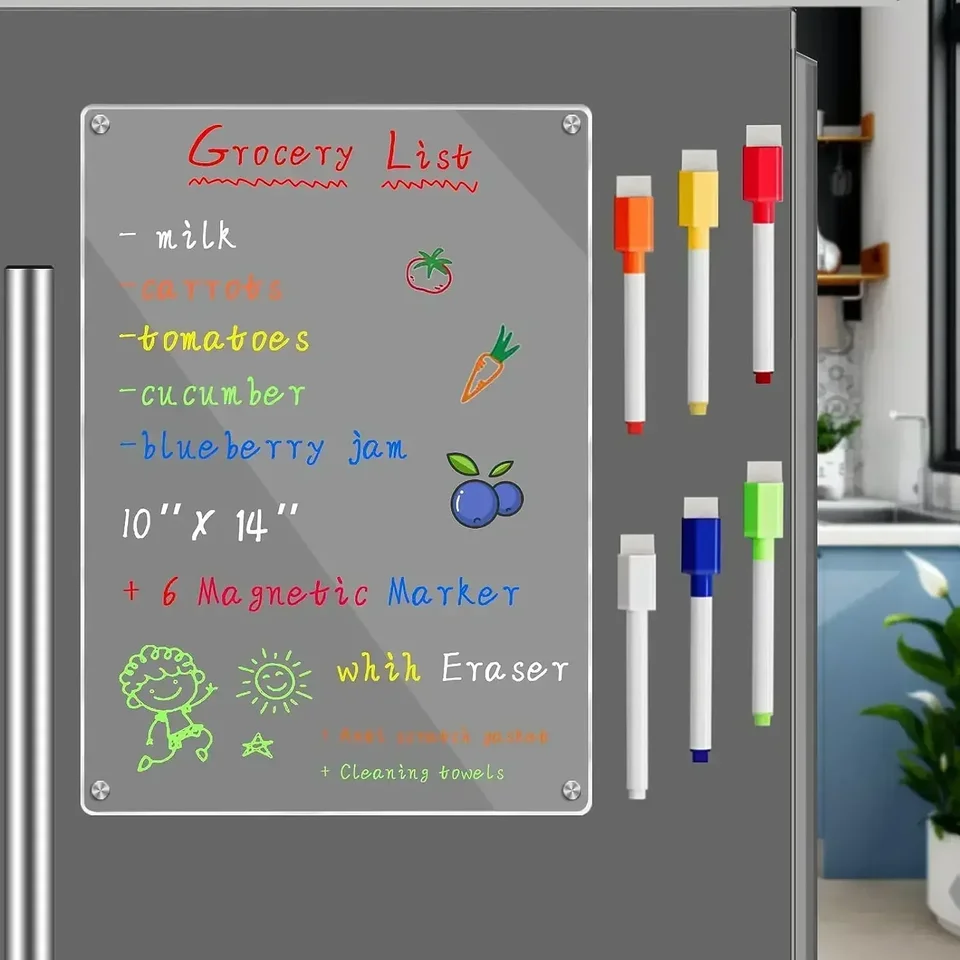Prázdne akrylové magnetické suché vymazanie dosky pre dosku plánovača magnetu A3 A4 Clear Acryl Calendar pre chladničku pre chladničku