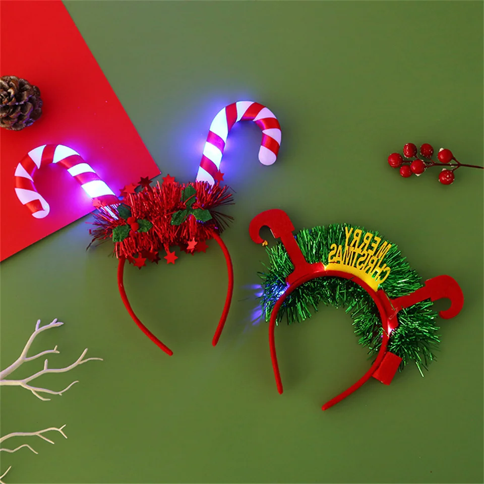 Prázdninové pokrytie pokrývok pokrývajúceho pozlátkového trblietok slávnostné večierky Hairband Festive Candy Cane Headband pre detské doplnky