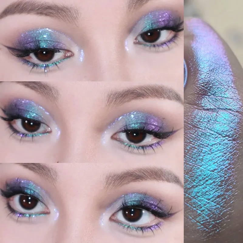 Prášok na leskovanie očných tieňov, dlhotrvajúci chrómový chameleón holografický prášok pigmentu pigmentu pre ženy kozmetické make -up pre ženy