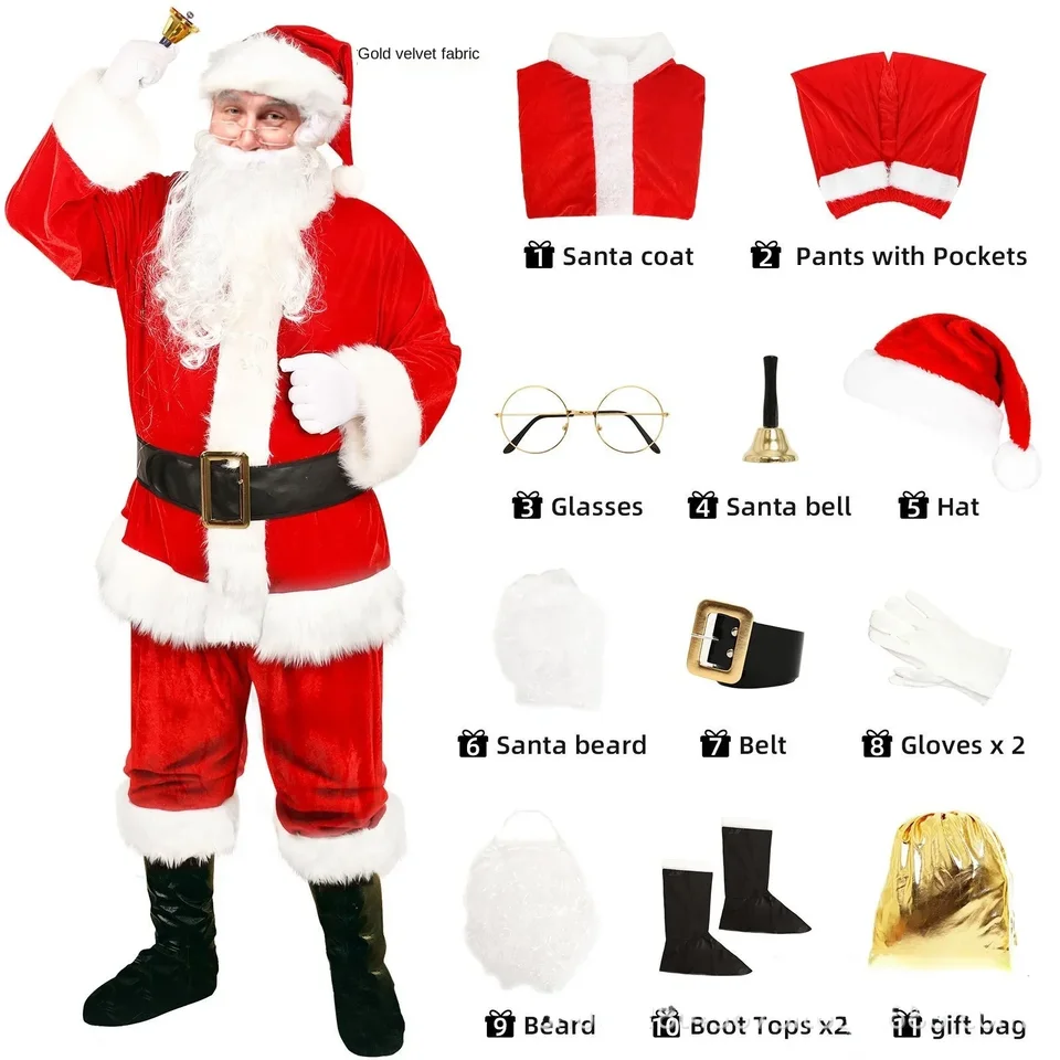 Prémiové kostýmy Santa Claus Set vianočné kostýmy Cosplay oblečenie Santa Claus geek zelené vlasy geek grinch výkonné oblečenie