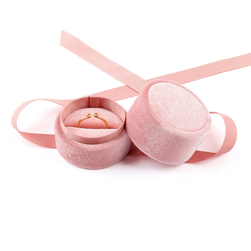 Prémiové zamatové okrúhle šperky darčekové šperky šperky šperky prsteň náušnice Náušnice náhrdelník Storage Box Návrh snubný krabic