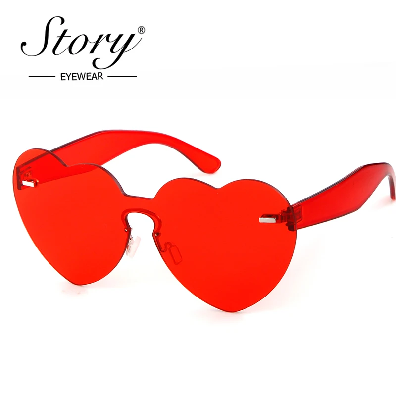 Príbeh 2018 Rimless Tint Clear Ill Sun Slnečné okuliare módny milenec srdce Slnečné okulia