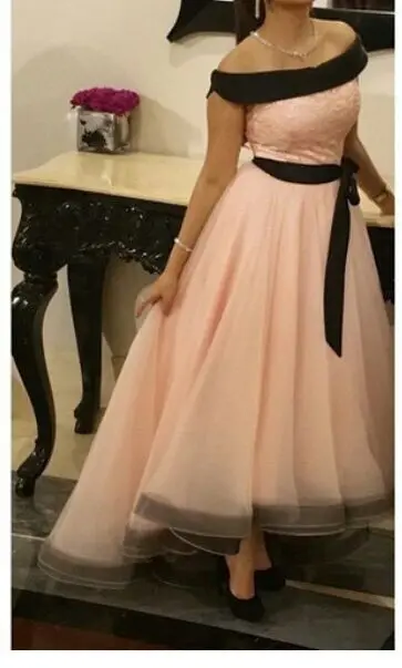 Príchod vlastný rúž De Soiree Organza Satin ružový sexy loď krk dlhý elegantný Abendkleider z družičiek pre družičky ramien