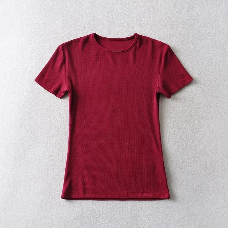 Príležitostná letná žena Skinny Fit Tričko Tesné tesné rukávy s krátkym rukávom T Tee Basic Solid Crop Tops T tričko