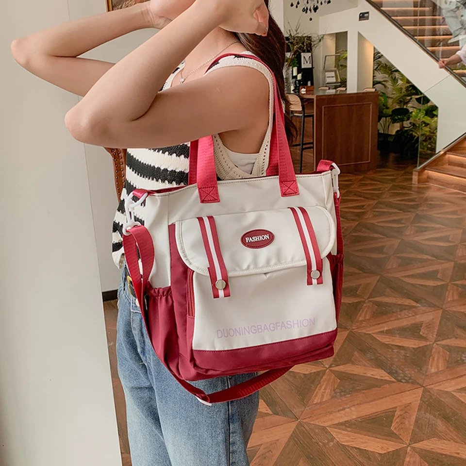Príležitostná taška Messenger Študent ColorBlock Crossbody Bag Veľká kapacita Nylon Satchel Viacnásobné kokety dospievajúci dievčatá dochádzajúce do kabelky