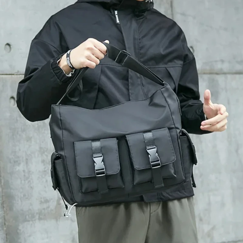 Príležitostná veľká kapacita nepremokavá taška na ramená Messenger Men Crossbody School Bag pre dospievajúcich vonkajších mužov čierne veľké cestovné tašky