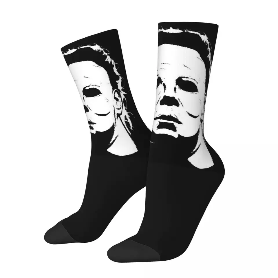 Príležitostný horor Halloween Michael Myers Nôž Útulné unisex ponožky bežia šťastné ponožky na ulici Crazy Sock