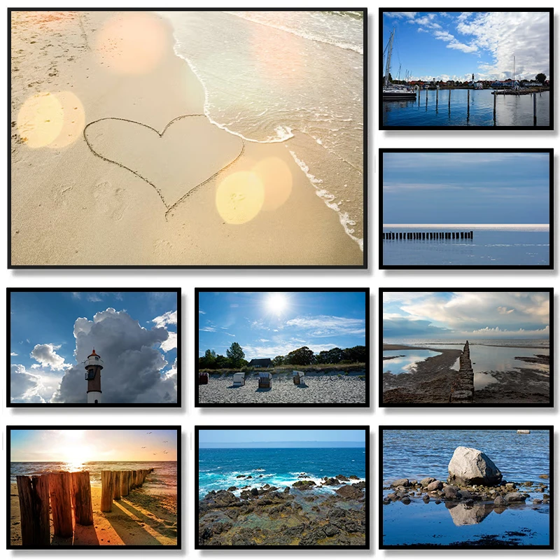 Prímorská krajina plagát na pláži Sky a Wall Art Picture More Ocean Hlboké plátno maľba domov obývacia izba dekorácia estetika
