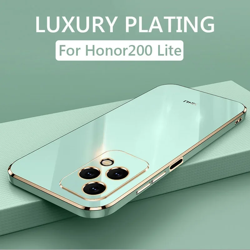 Prípad Luxury Square Plating Pase na Huawei Honor 200 Lite Honor200 Lite Shock odolný