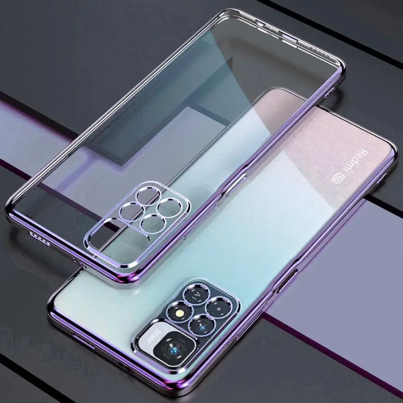 Prípad luxusného priehľadného pokovovania pre Xiaomi Redmi Poznámka 11 Pro Plus 5G Note11 11Pro 4G 10 S 9 8 Priehľadný silikónový kryt Note10 10Pro