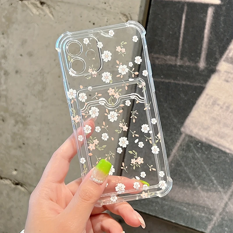 Prípad na zadržanie kvetinových vzorov pre Xiaomi Redmi 13C 12C 10C 9A 9C Poznámka 13 12 12S 11 10 9 8 Pro 4G 5G Anti-Fall Clear Cover