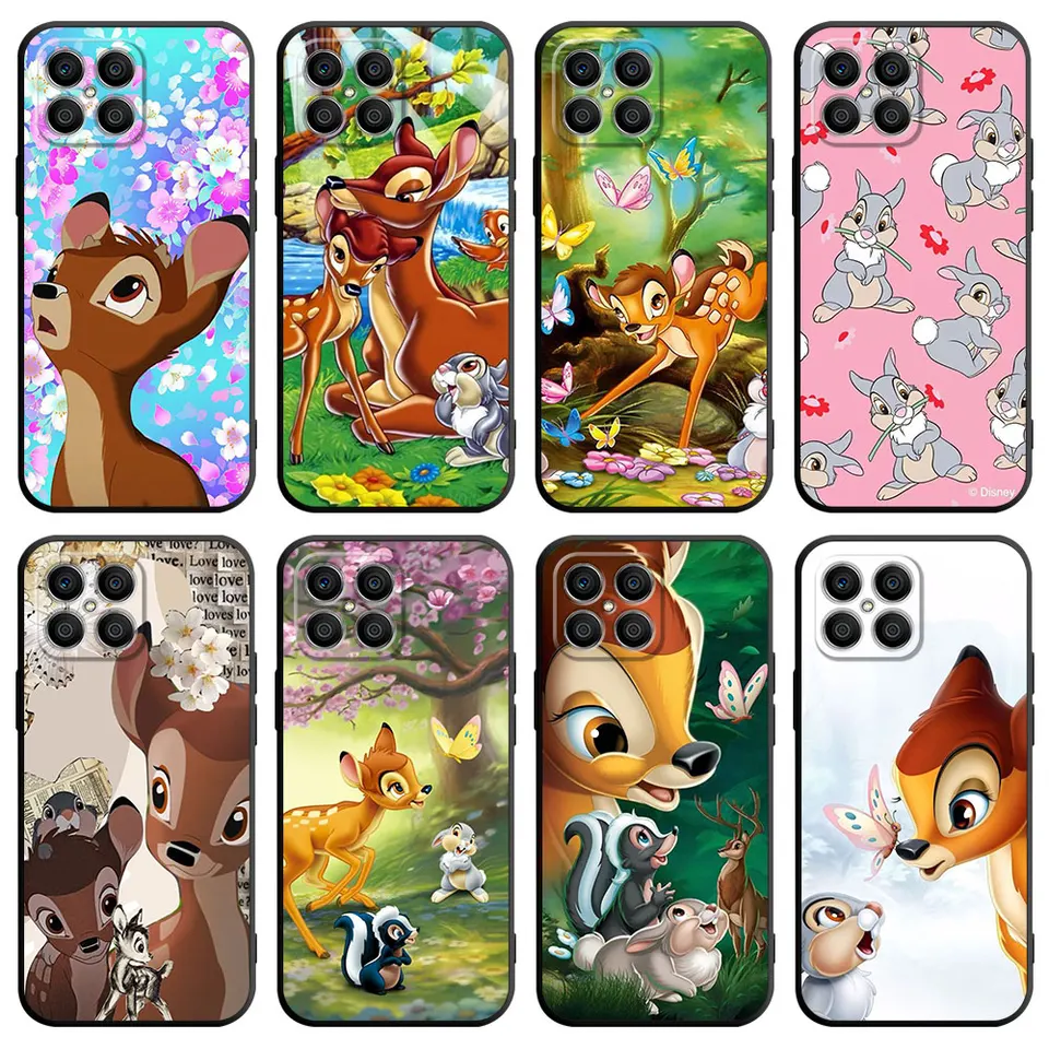 Prípad pre Huawei Honor X8 X8A 8x X9A X7 90 Lite 70 50 20 P30 Pro P40 P60 P50 P SMART Z Silikónový telefón Bambi Disney Anime Anime