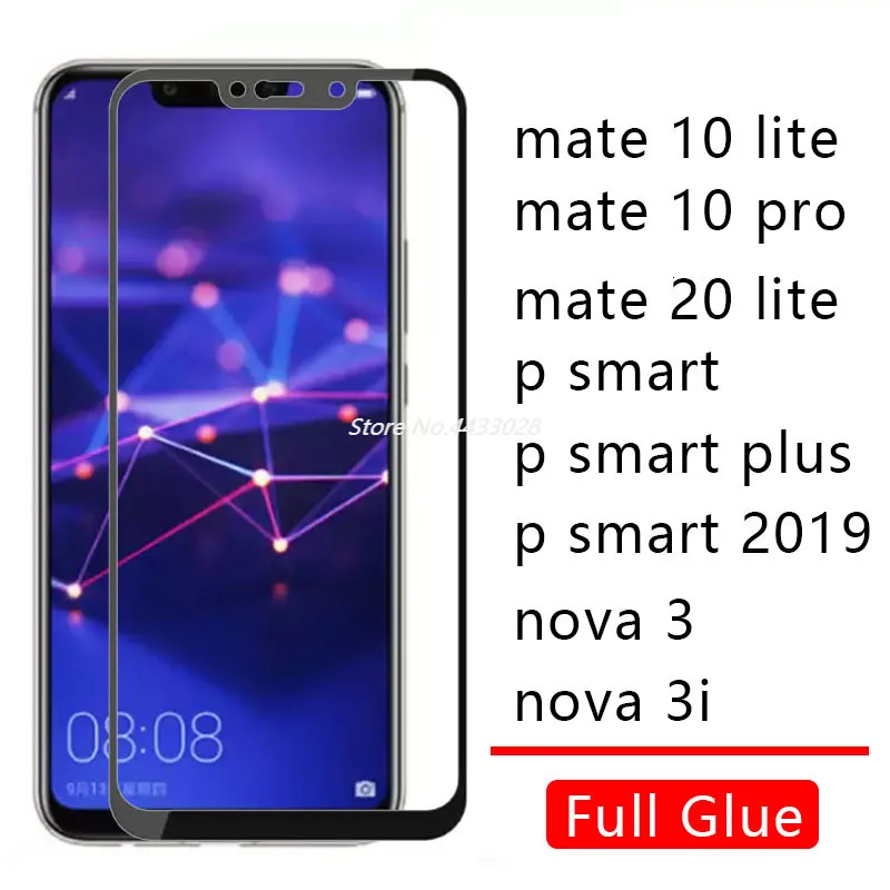 Prípad pre Huawei Mate 10 20 Lite Pro P Smart Plus 2019 Nova 3 3i Cover Plné lepidlo Temperované sklo Honor 10lite 20Lite Light Film Film