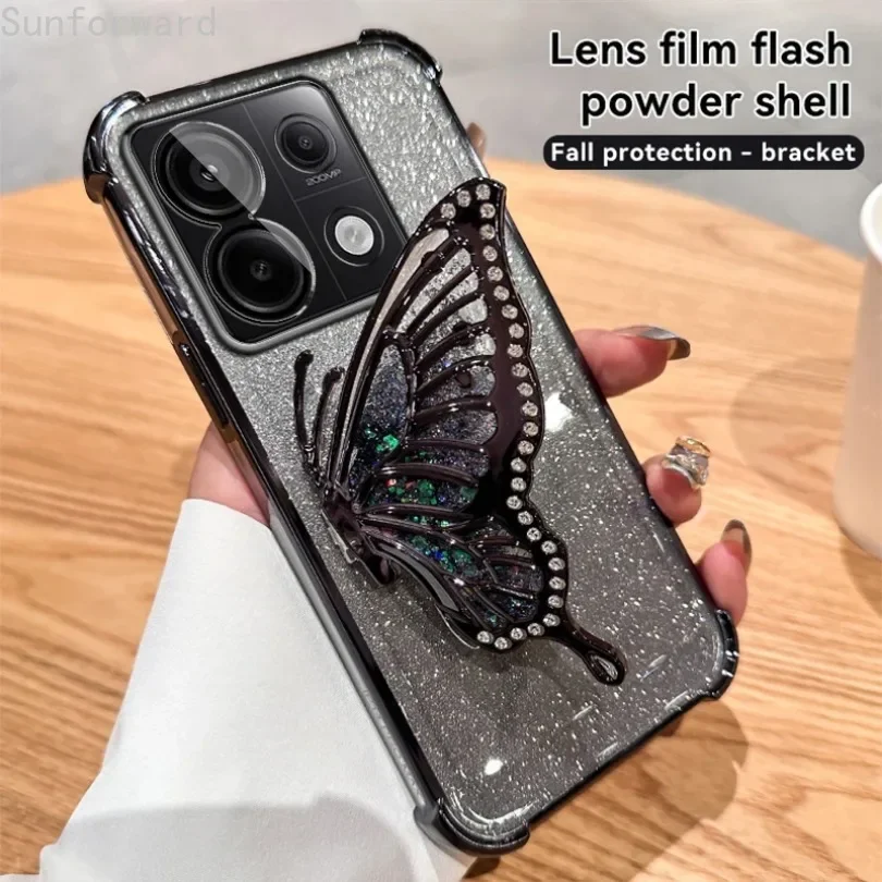 Prípad pre POCO F6 PRO X6 M6 Redmi Note 13R 13 5G Xiaomi Mi 13T Pro Quicksand Butterfly Rohy