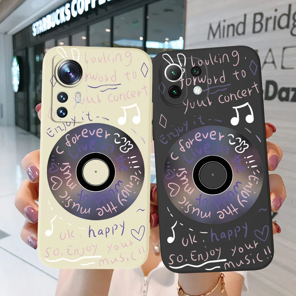 Prípad pre Redmi 12 4G 5G Xiaomi 12 Lite 5G 12S 12x 12T Pro Phone Cover Soft Silicon Music CD CD